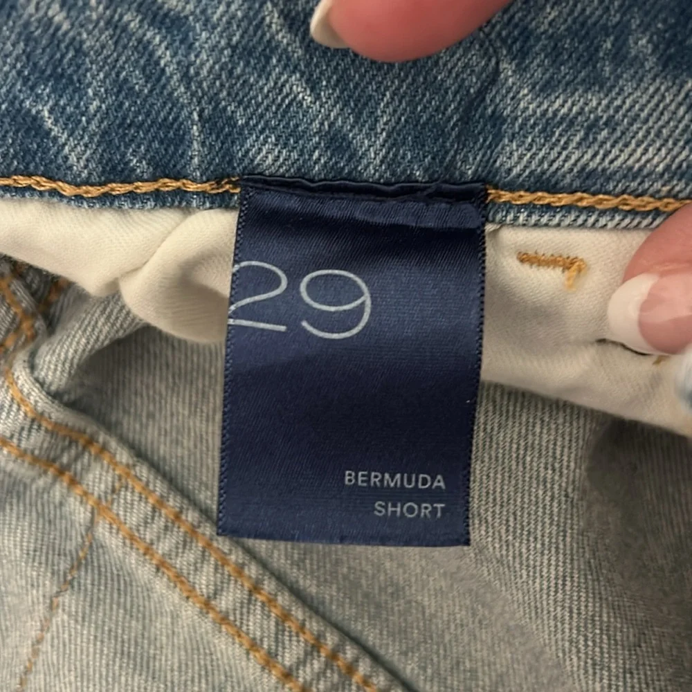 Anthropologie Pilcro Ultra HR Patchwork‎ Light Denim Bermuda Shorts 29 Retro